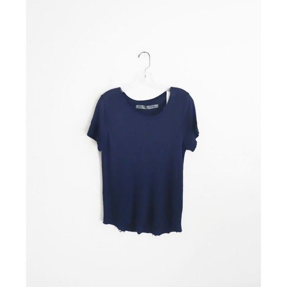 Raquel Allegra Indigo Blue Ombre Short Sleeve Tee Shirt size 3 US Large NWT - Picture 1 of 8